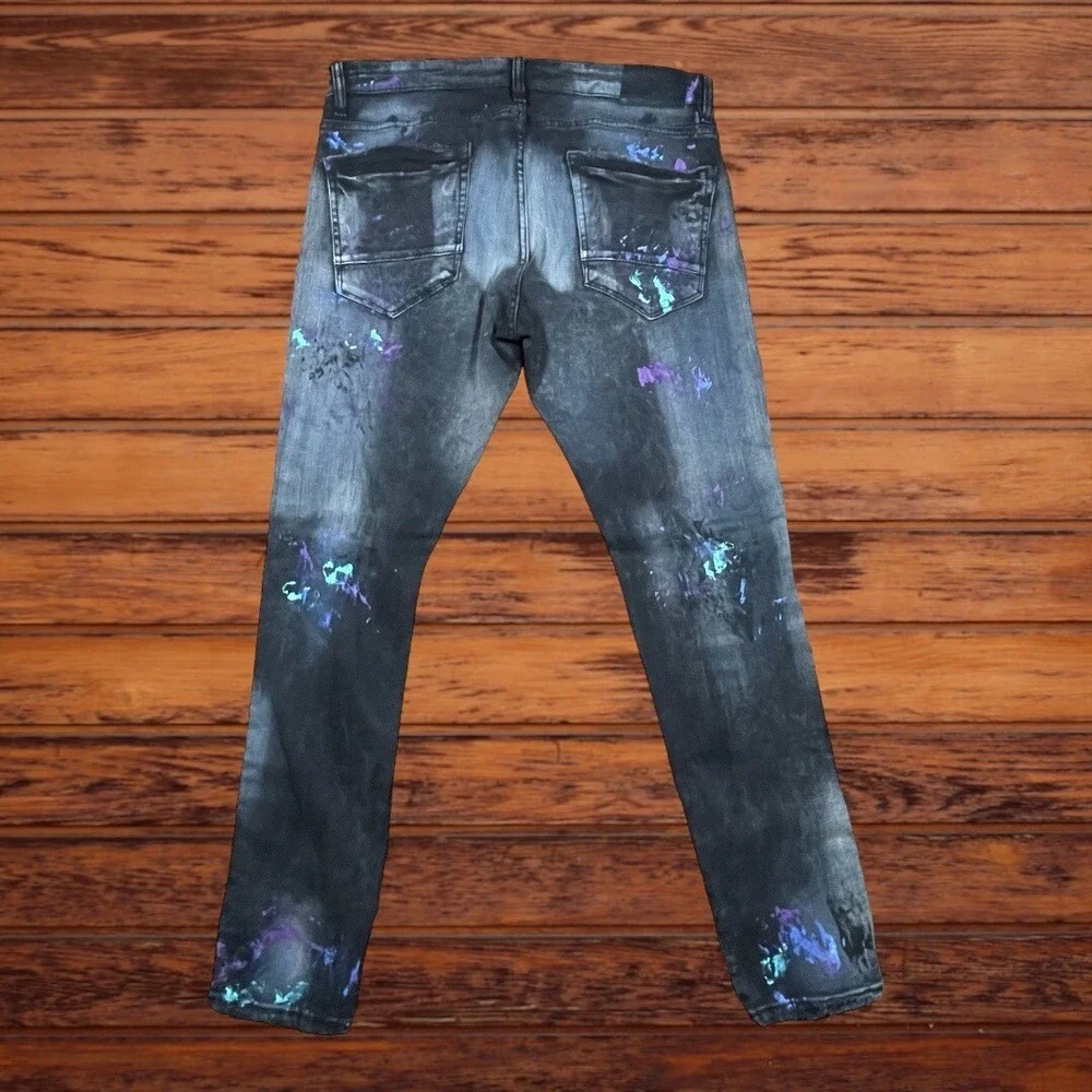 Jordan Craig Legacy Edition Pair Splashed Men's Jeans Sz 36x32 Elastic Waist - Picture 3 of 5